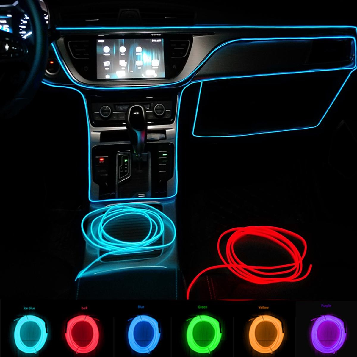Car Dashboard Neon Light Strip – 3 Meter Flexible EL Wire with Easy Installation, Random Color