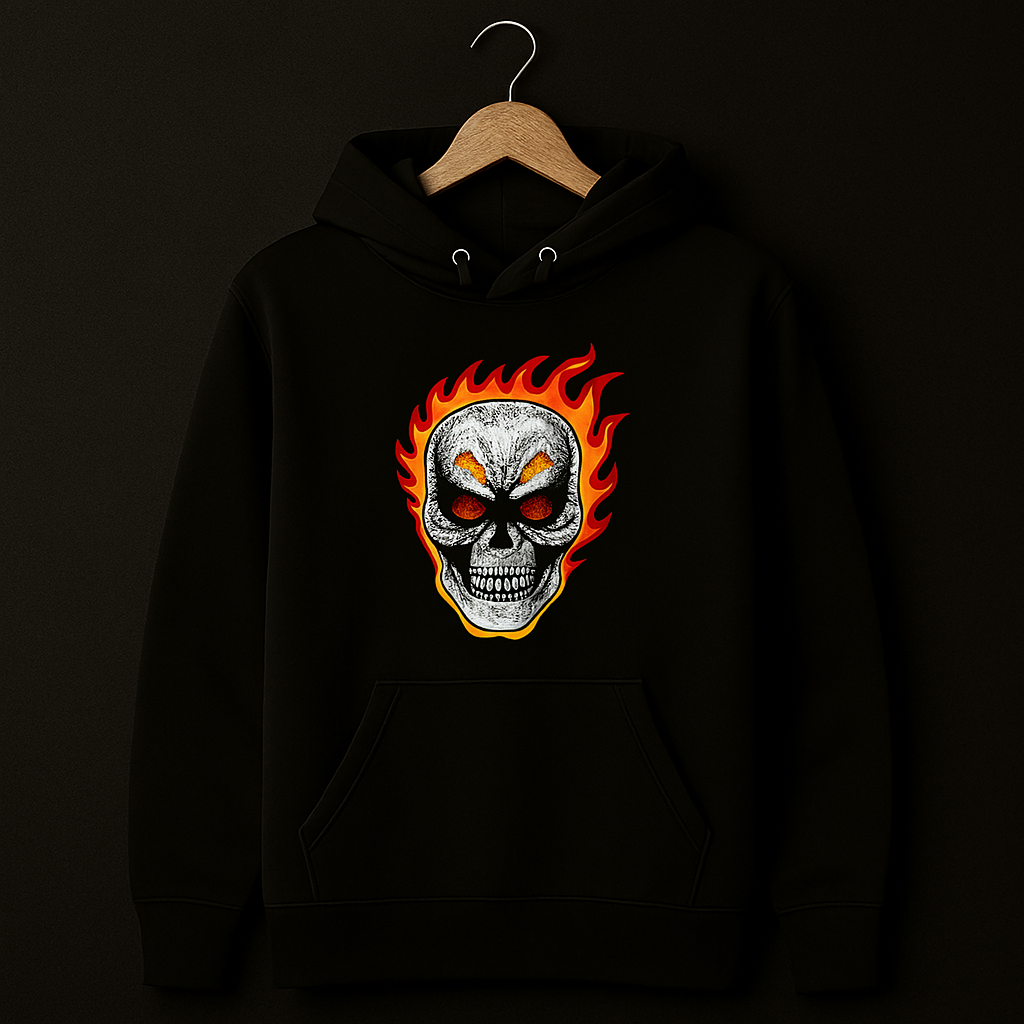 New Summer Collection Full Black Hoodie with Ghost Skull Print for Men and Boys – Comfortable, Trendy & Casual Wear - Image 4