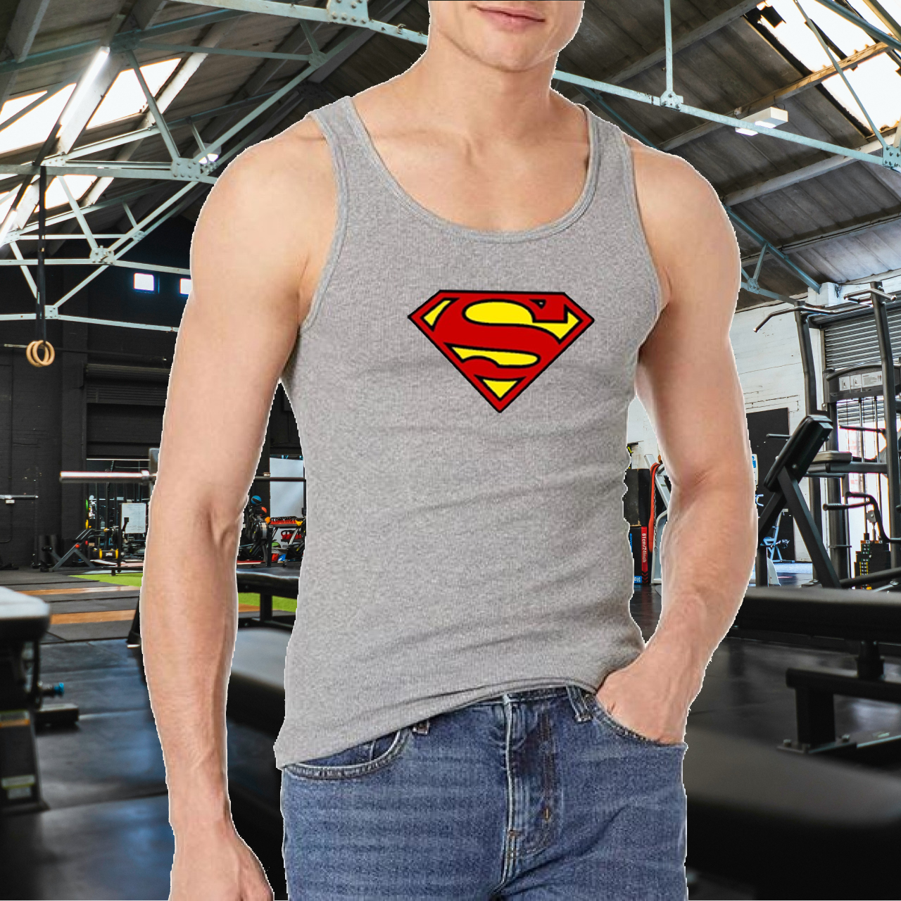 Superman Jersey Gym Sando Tanks Top For Men | Crossfit Clothing Male Casual Stringer Singlet Vest Undershirt