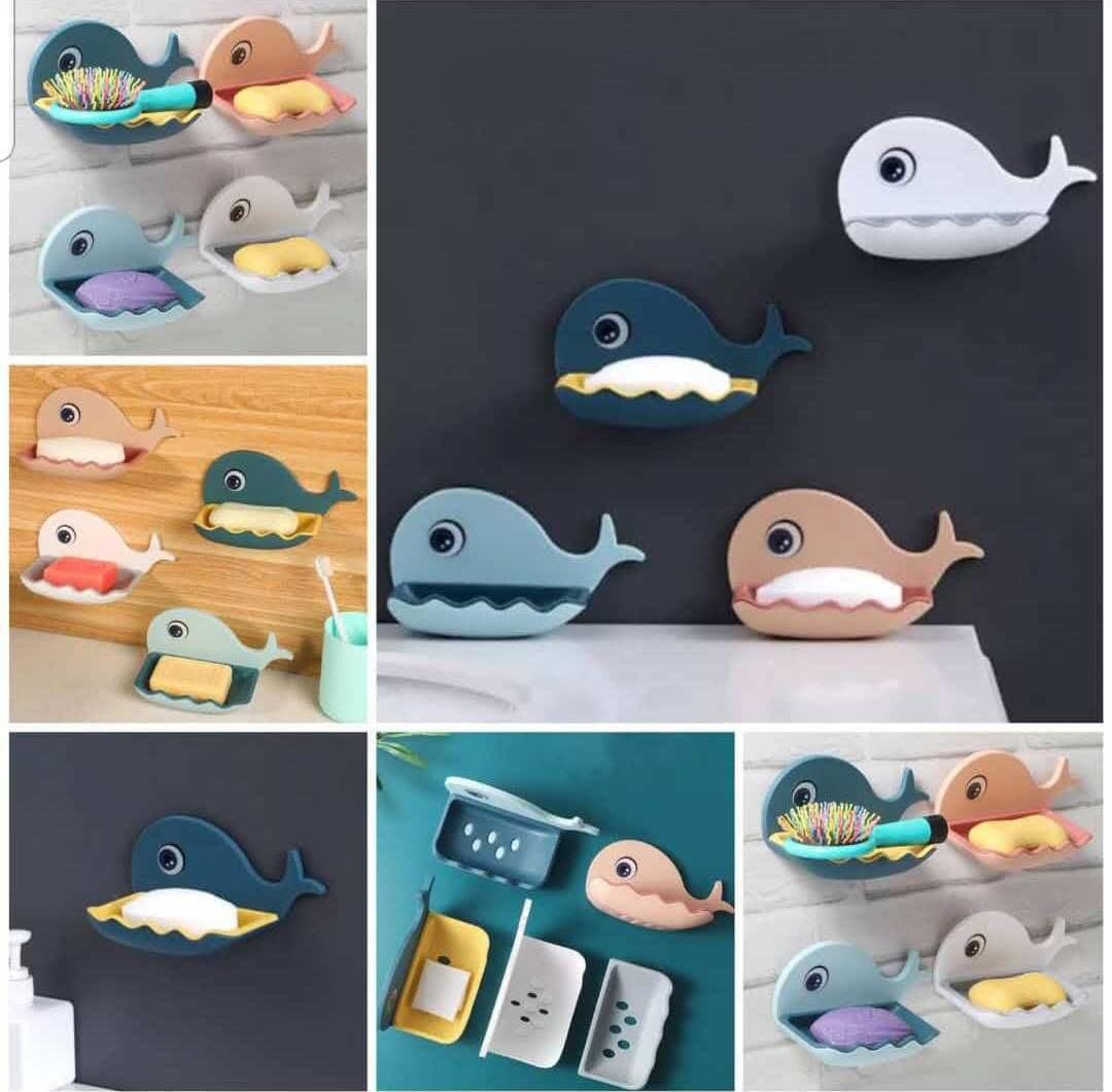Fish Soap Stands for Bathroom Double Layers Plastic Adhesive Waterproof Wall Mounted Bar Soap Dish Holder Rack for Shower Wall, Kitchen, Bathroom Multicolor (Pieces 1) - Image 4