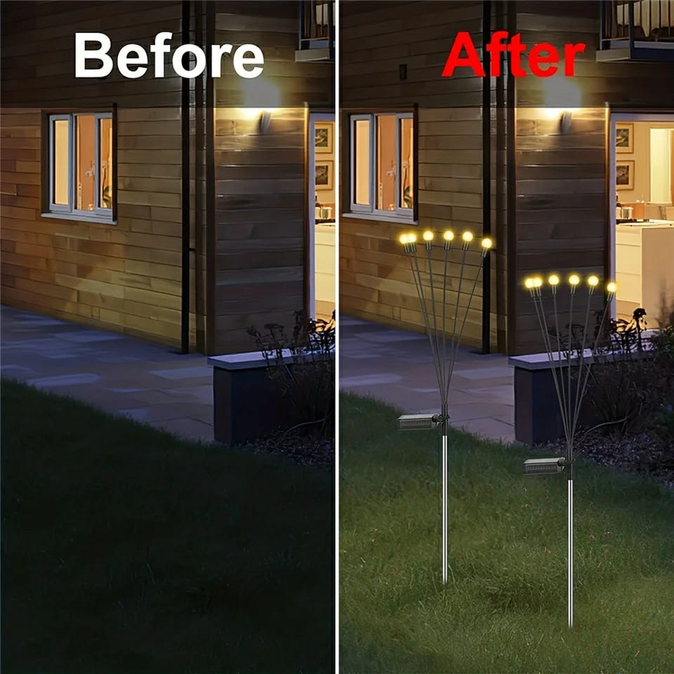 10 Lights - LED Solar Powered Firefly Light Outdoor Waterproof Solar Garden Light Decorative Swaying Wind Dancing Solar Lamp - Image 2