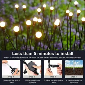 10 Lights - LED Solar Powered Firefly Light Outdoor Waterproof Solar Garden Light Decorative Swaying Wind Dancing Solar Lamp