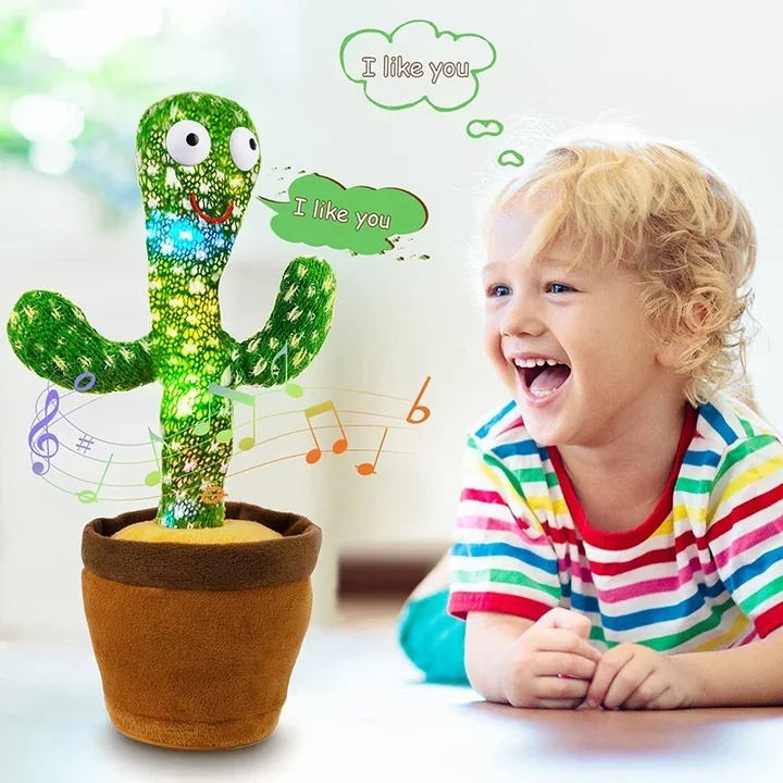 Dancing Cactus Toy – Singing, Talking, Voice Recording Plush with USB Rechargeable Function – Fun Educational Gift for Babies and Kids (Ages 6 Months & Up) - Rechargeable - With Cap - Image 3