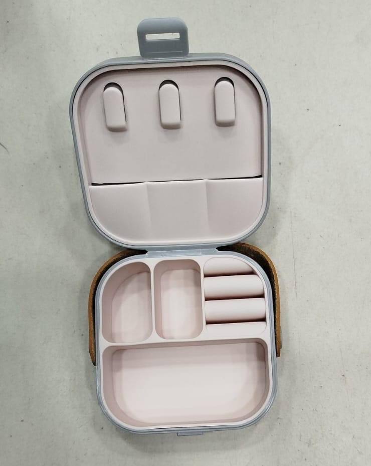 Jewelry Organizer Box | Portable Jewelry Storage Box | Sleek | Portable | Multi-Functional Travel Jewelry Organizer | Durable | Compact Ring | Necklace | Earring Storage Boxes With Mirror | For Travel | Home | Gift Option - Random Color - Image 5