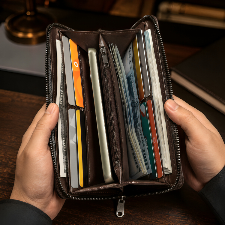 Balebaily Long Zipper Wallet for Men & Women PU Leather Wallet with 15 Card Slots Phone Pocket and Photo Window - Image 2