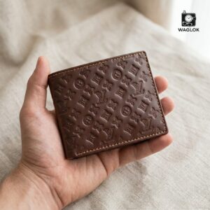 Men’s Genuine Leather Bifold Wallet with Gift Box | Monogram Pattern RFID Card Holder Pocket Friendly Wallet