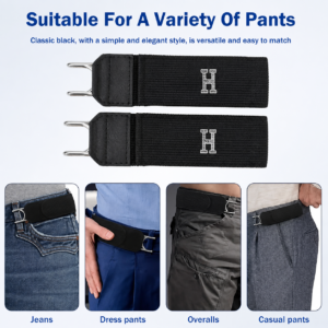 Pair Of Adjustable Buckleless Elastic Waist Belt with Metal Hooks – Unisex Design
