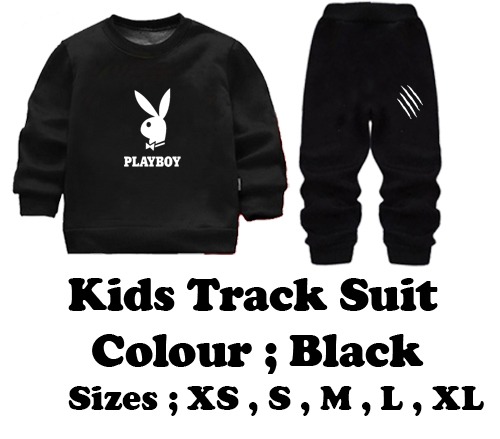Kids PLAYBOY Printed Stylish Black & Black Tracksuit Set | Winter Fleece Sweatshirt & Trouser Outfit for Boys & Girls – Warm & Trendy FOR BABY AND KIDS - Image 4