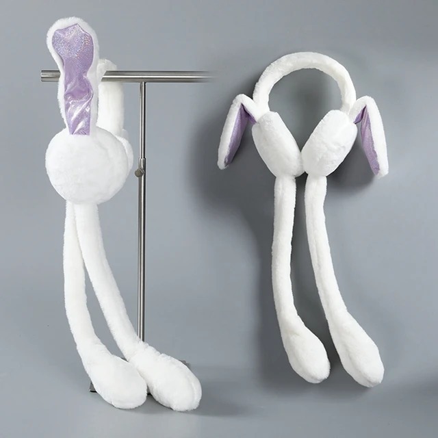 Cute Jumping Rabbit Earmuffs Hat with Moving Ears – Plush Airbag Toy Cap for Kids (Random Color) - Image 3
