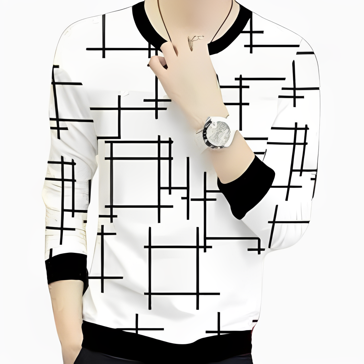 Long life Genuine full sleeves T shirt For Boys | Stay Stylish with a Black Lining Printed Zipper Jacket - Image 2
