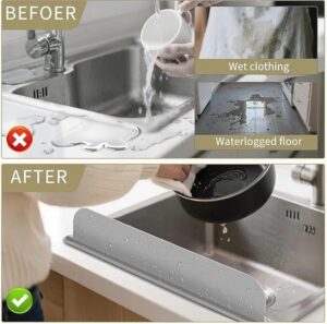 Silicone Sink Splash Guard | Flexible Water Stopper for Kitchen & Bathroom Sinks | Prevents Splashes & Spills – With Suction – 14Inch (Random Color)