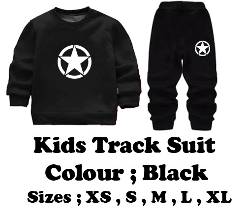 Kids Star Printed Black & Black Tracksuit Set | Winter Fleece Sweatshirt & Trouser Outfit for Boys & Girls – Warm & Trendy FOR BABY AND KIDS - Image 4