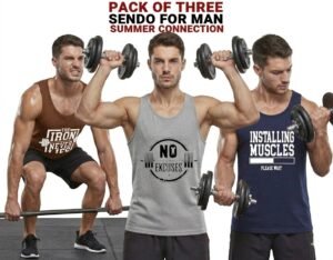 3 PCs of Men’s Summer Cotton Sando Vest Sleeveless Tank Top Breathable Soft Lightweight Casual Gym Sports Innerwear Comfortable