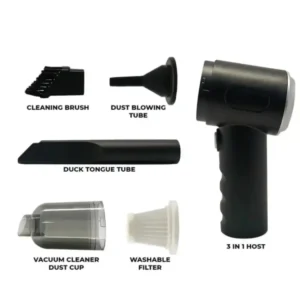3 in 1 Portable Mini Vacuum Cleaner Duster Blower Air Pump Wireless Handheld Clean Microscopic dust Like Car, Home,Computer, Laptop, Flower, Mirror Vehicle Interior Cleaner