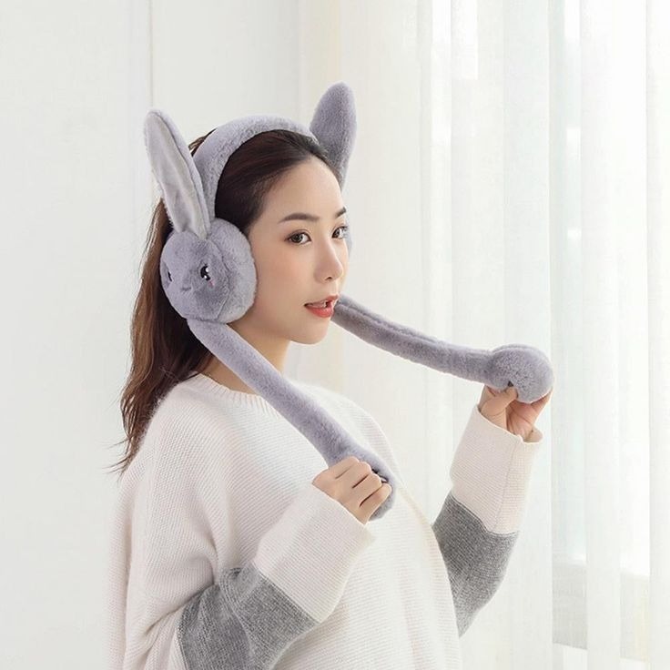 Cute Jumping Rabbit Earmuffs Hat with Moving Ears – Plush Airbag Toy Cap for Kids (Random Color) - Image 4