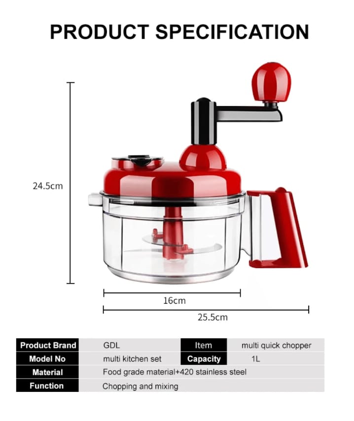 Manual Hand Multifunction Speedy Vegetable Quick chopper | Quick Chopper Vegetable - Onion Chopper | Kachomer Salad Machine ( random color ) - Image 3