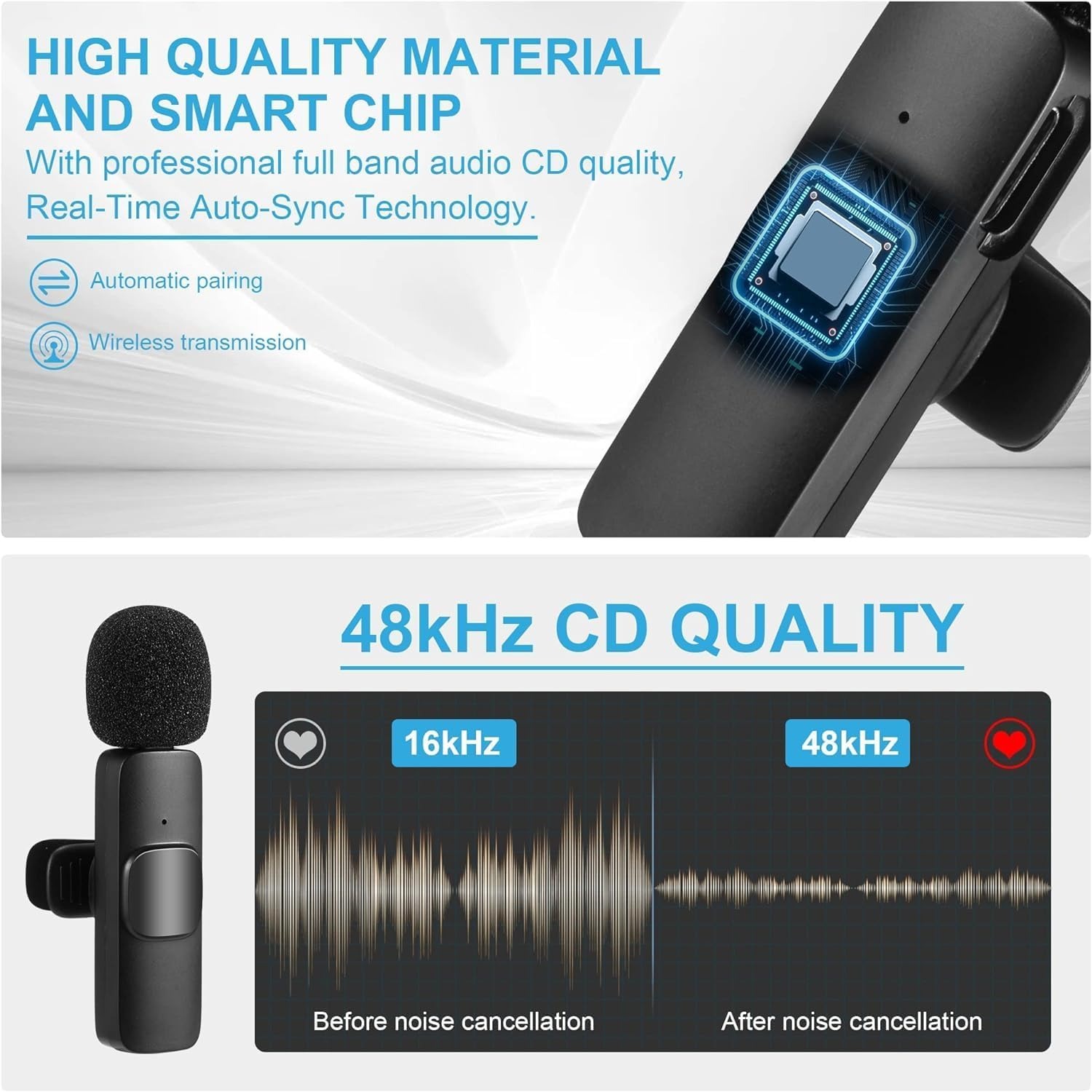 K9 Multi-Interface Wireless Collar Microphone Type-C & Lightning Omnidirectional Lavalier Mic Kit for Android, iPhone, and Content Creation - Image 4