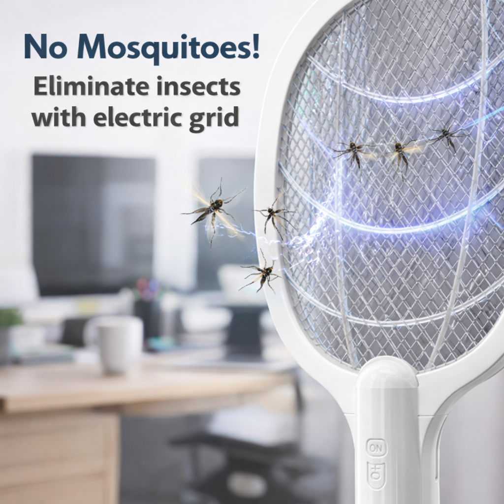 Rechargeable Mosquito Racket With Box & Stand – Electric Insect Killer Bat For Indoor And Outdoor Use | Insects Killer | Mosquito Killer Racket (Random Color) - Image 2