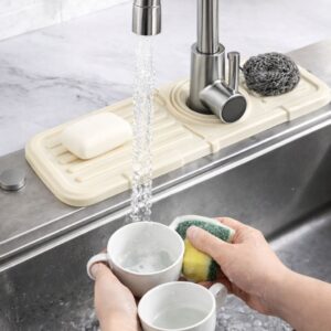 Sink Faucet Mat | Faucet Absorbent Mat Silicon Kitchen Sink Splash Guard Drain Pad | Soap Holder (Random Color)