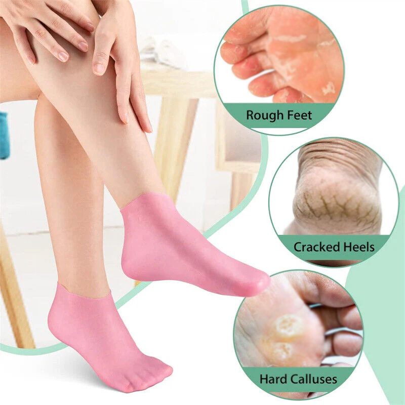Silicon Moisturizing Gel Socks – Silicone Socks Waterproof Anti-Cracking Foot Care Treatment for Dry, Dead Skin, and Cracked Heels – Soft Spa Pedicure Protector 65g - Image 4