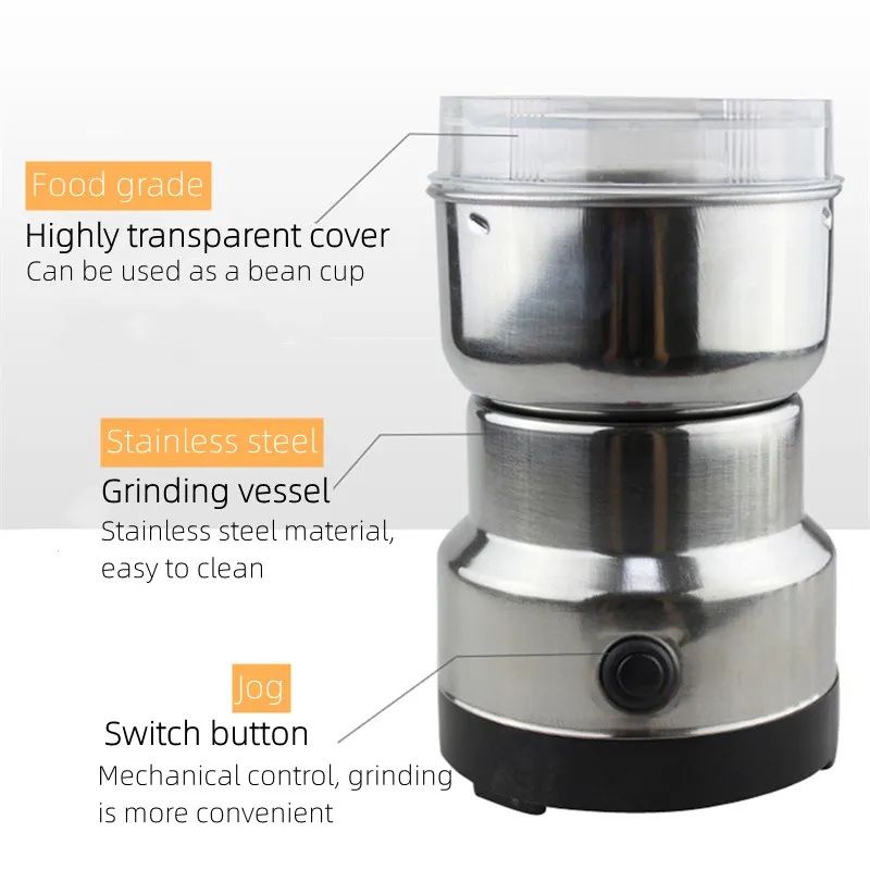 Mini Electric Grinder Stainless Steel Coffee Grinder For Coffee beans, Spices, Masala Grinder Machine 220V - Image 3
